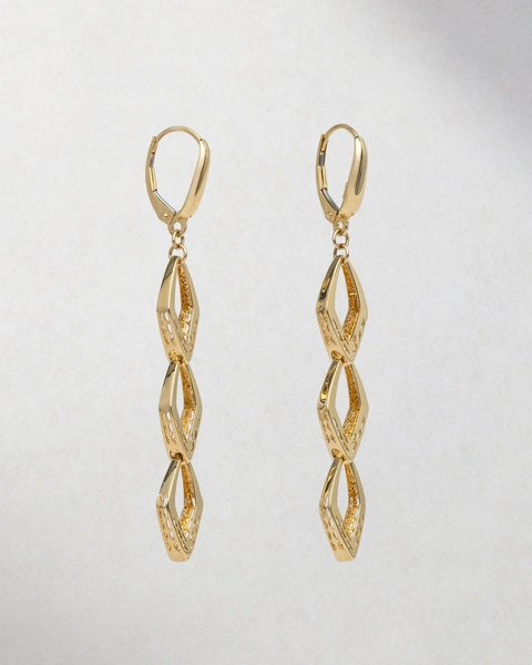Long Statement Drop Earrings in 18K Yellow Gold