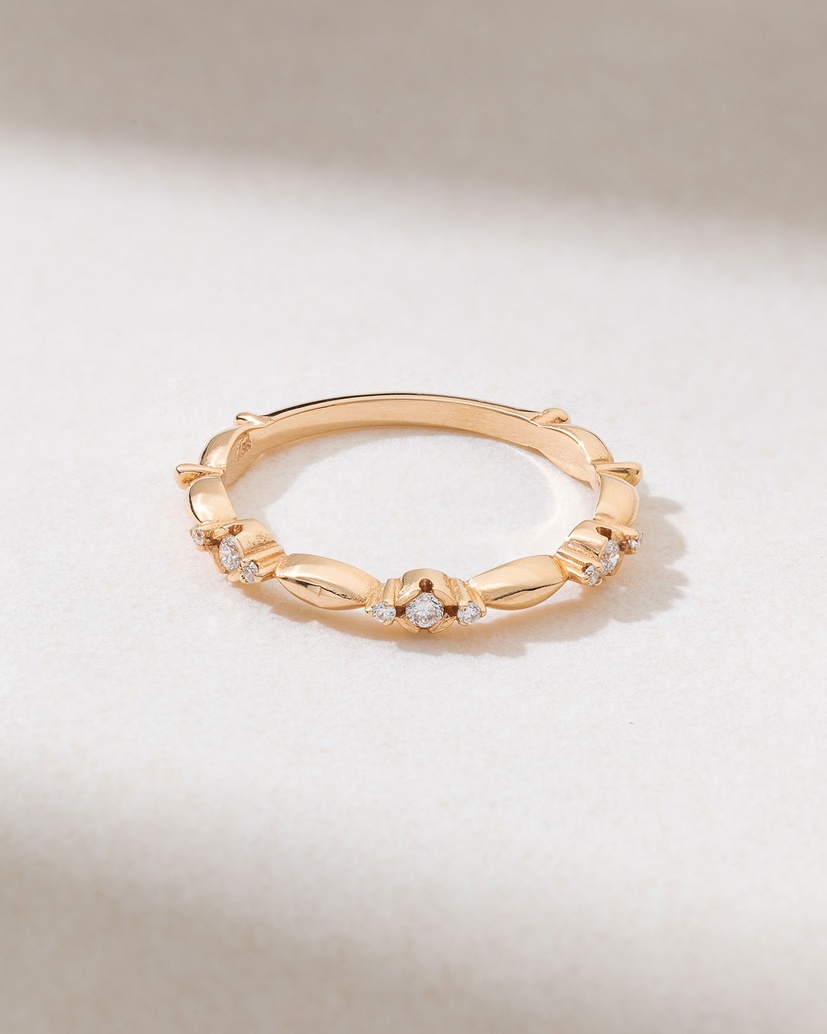 18K Rose Gold Ring with Diamonds