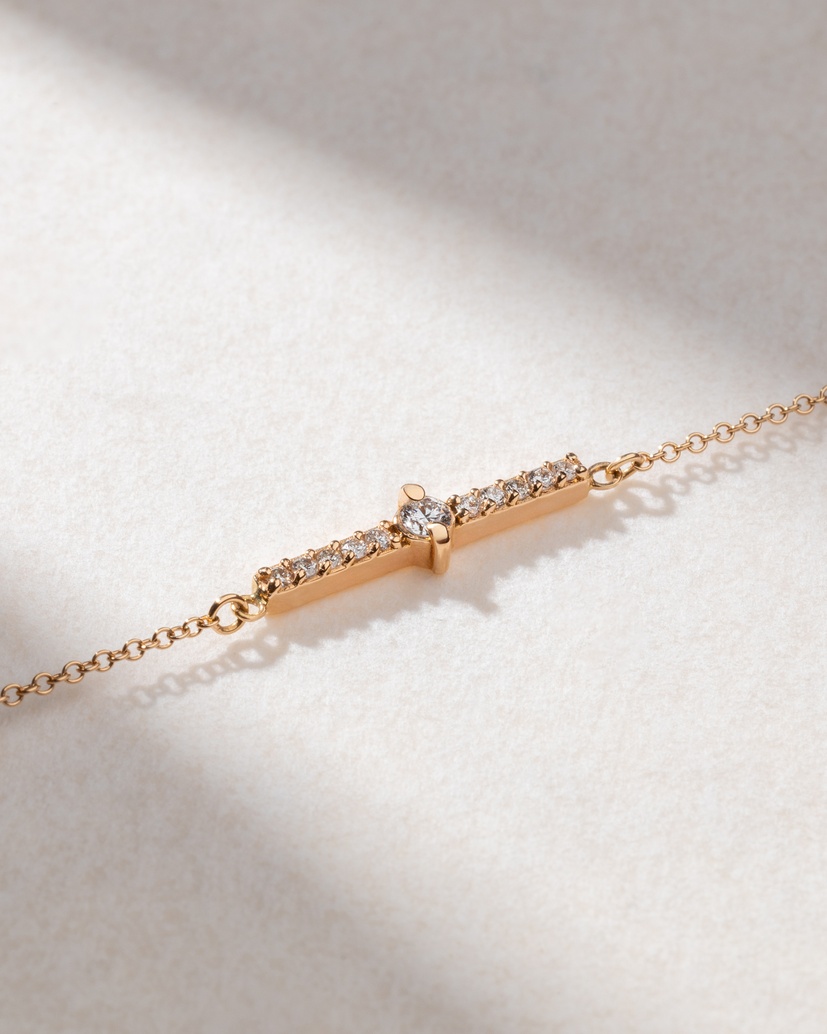18K Rose Gold Bracelet with Diamond Row