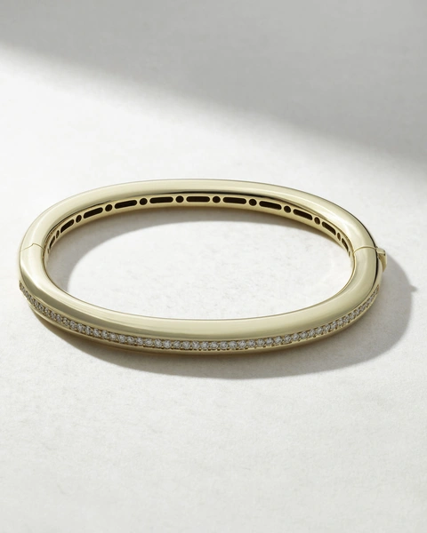 18K Yellow Gold Bangle Bracelet with Diamonds