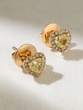 18K Rose Gold Earrings with Fancy Yellow Heart Shaped Diamonds