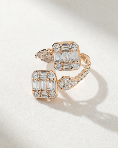 18Κ Rose Gold Ring with Baguette, Marquise, Pear, Princess and Brilliant Diamonds