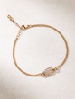 18K Rose Gold Double Chain Bracelet with Diamond Oval Motif
