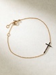 18K Rose Gold Bracelet with Horizontal Cross and Black Diamonds