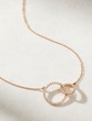18K Rose Gold Necklace with Diamond Double Circle Pendant - Image 1