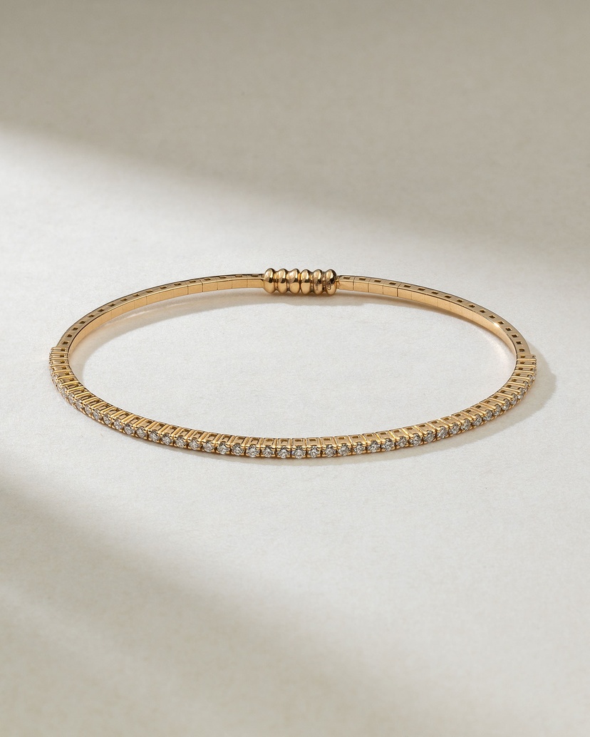 18K Rose Gold Cuff Bracelet with Brilliant Diamonds