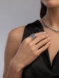 Raindrops 18K White Gold Ring with Sapphires and Diamonds