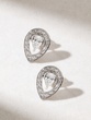 18K White Gold  Studs with Pear shaped and Brilliant Diamonds
