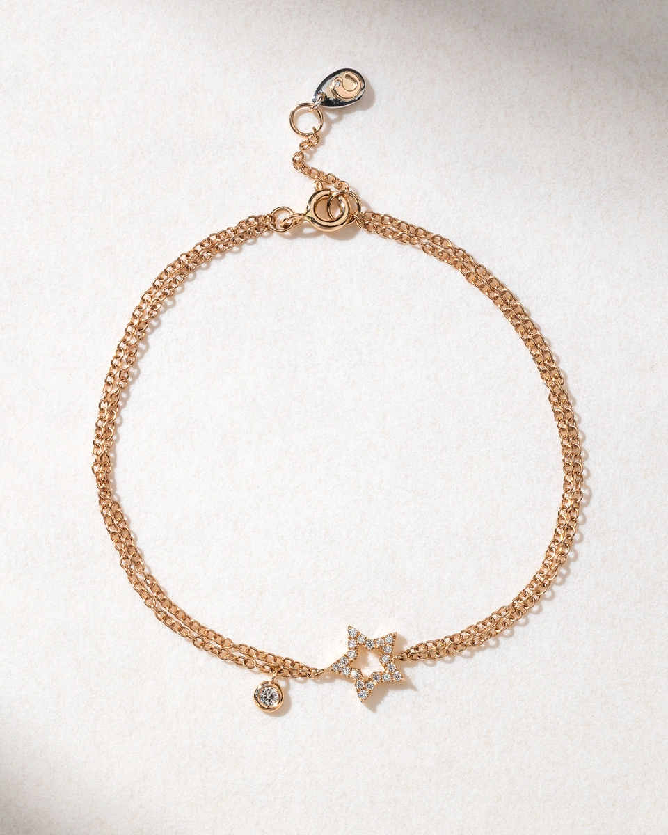18Κ Rose Gold Bracelet with Diamond Star