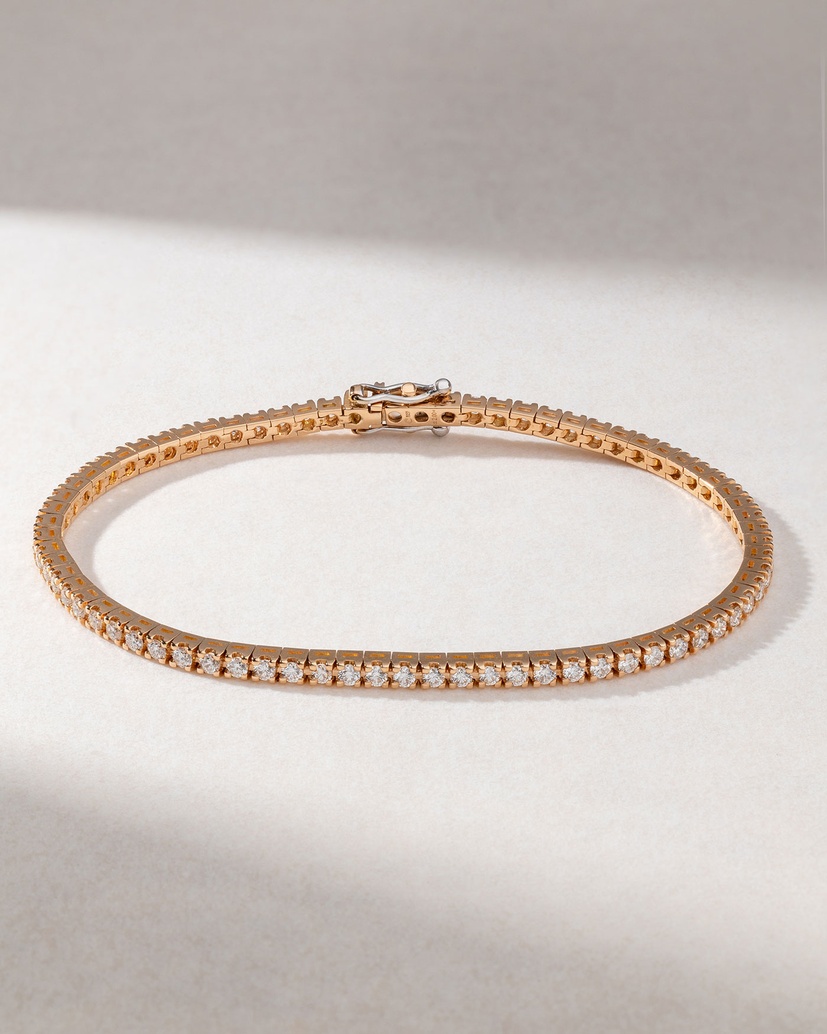 18K Rose Gold Tennis Bracelet with Brilliant cut Diamonds