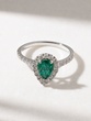 18Κ White Gold Ring with Pear Shaped Emerald and Diamonds