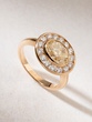 Ring in 18K Rose Gold with Fancy Yellow Diamond and Brillants
