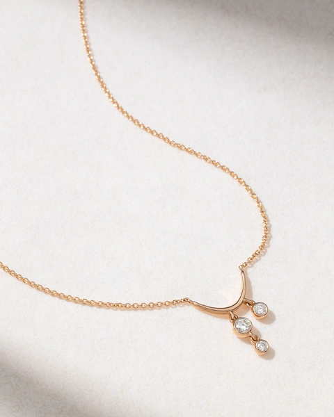 18K Rose Gold Necklace with Floating Diamonds