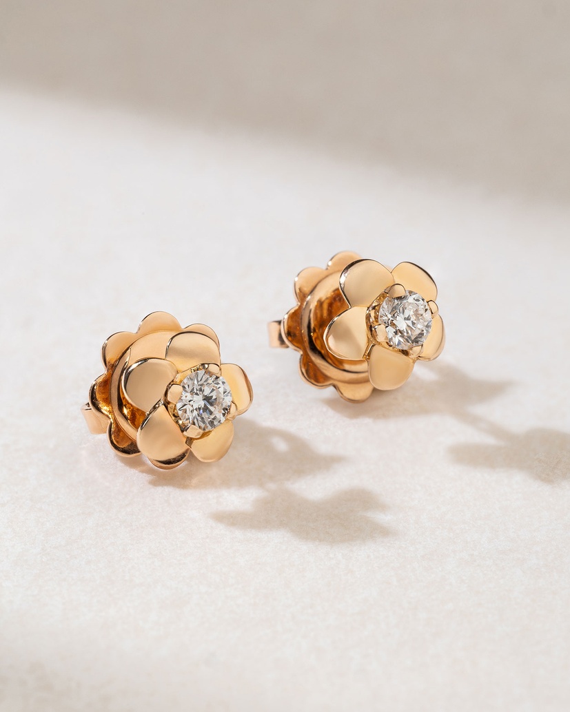 18K Rose Gold Diamond Earrings