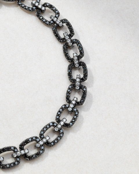 Βραχιόλι 18Κ Χρυσό με Black Finish και Λευκά & Μαύρα Μπριγιάν