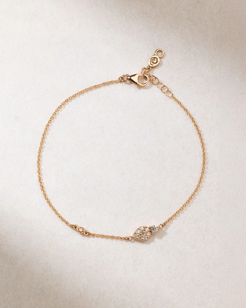18K Rose Gold Bracelet with Pear Shaped Charm and Diamonds