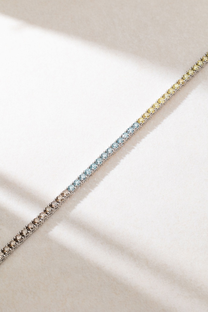Colorful Diamond Tennis Necklace in 18K White Gold