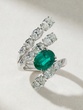18K White Gold Ring with an Oval Emerald and Diamonds