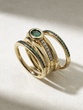 18K Rose Gold Multiple Bands Ring with Emeralds and Diamonds