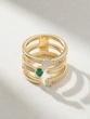 18K Yellow Gold Ring with Pear Emerald and Diamonds - Image 3
