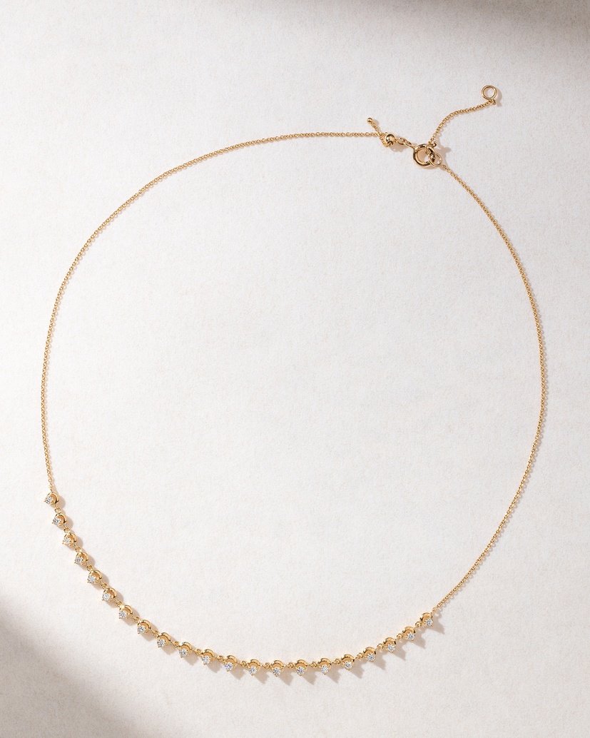 18K Yellow Gold Chain Necklace with Brilliant Diamonds - Image 1