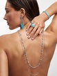 18K White Gold Long Necklace with Turquoise and Diamonds