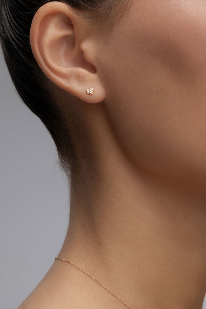 18K Rose Gold Heart Stud Earrings
