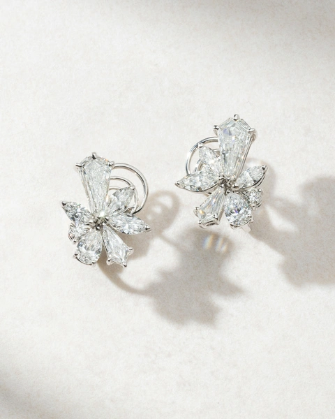 Fancy cut Diamond Studs in 18K White Gold