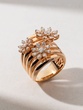 Spiral 18K Rose Gold Ring with Diamond Flowers