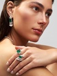 18K White Gold Ring with an Oval Emerald and Diamonds