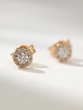 Solitaire Diamond Earrings with Halo in 18K Rose Gold