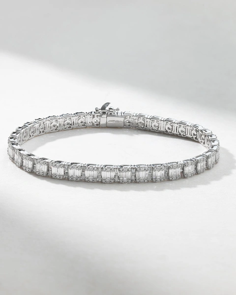 Tennis Bracelet with Illusion setting and Fancy cut Diamonds