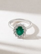 18Κ White Gold Ring with Oval Emerald and Diamonds