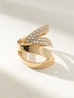 Sculptural 18K Rose Gold Ring with Diamonds