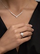 18K White Gold Engagement Ring with Oval and Half Moon Diamonds