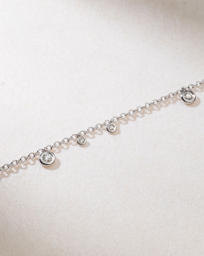 18K White Gold Chain Necklace with Brilliant Diamonds