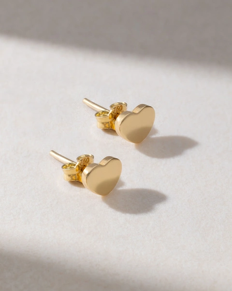 18K Heart Shaped Yellow Gold Earrings