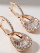 Rose Gold Drop Earrings Κ18 with Brilliant and Baguette Diamonds