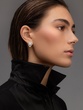 18K White Gold  Studs with Pear shaped and Brilliant Diamonds