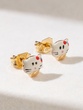 Hello Kitty Earrings in 18K Yellow Gold with Enamel