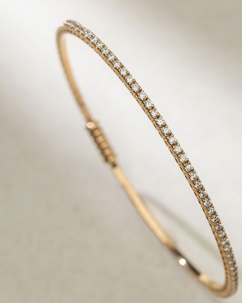 18K Rose Gold Cuff Bracelet with Brilliant Diamonds