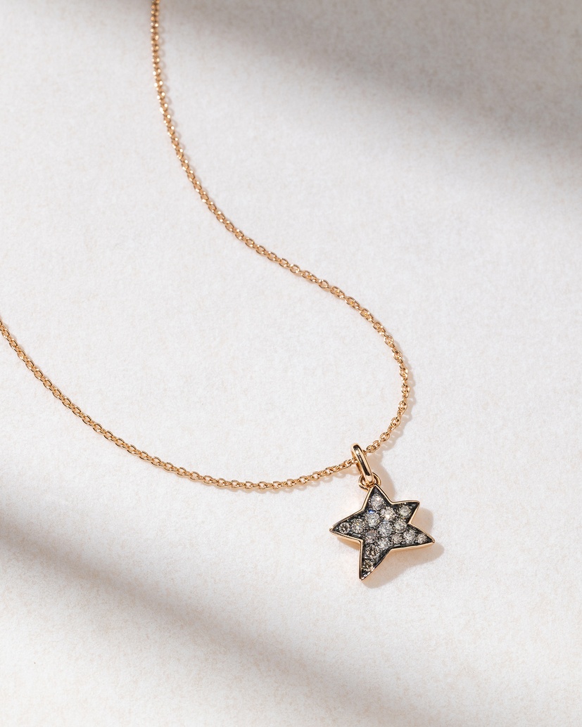 18K Rose Gold Necklace with Brown Diamond Star - Image 1