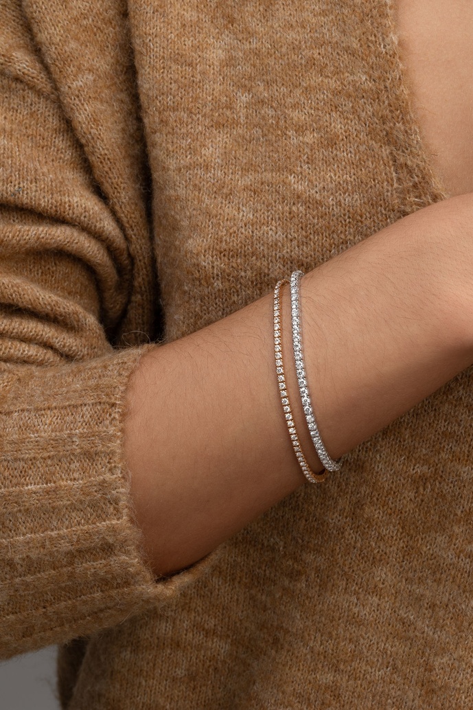18K White Gold Tennis Bracelet with Premium Brilliant Cut Diamonds