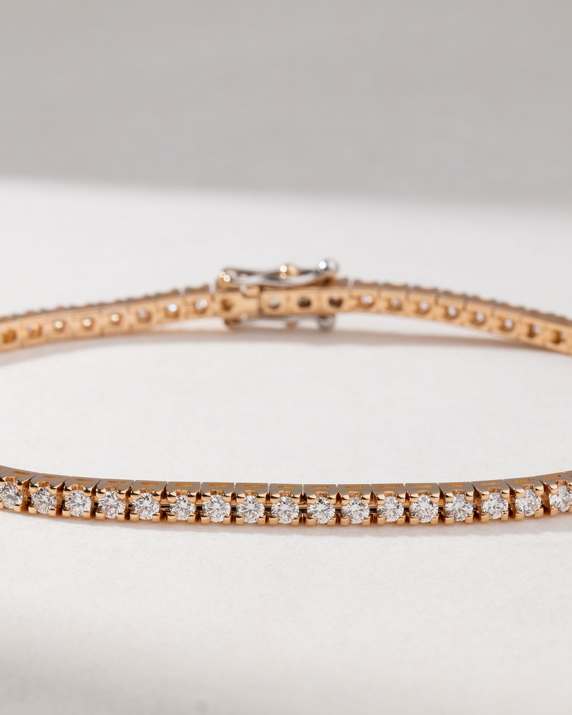 18K Rose Gold Tennis Bracelet with Brilliant cut Diamonds