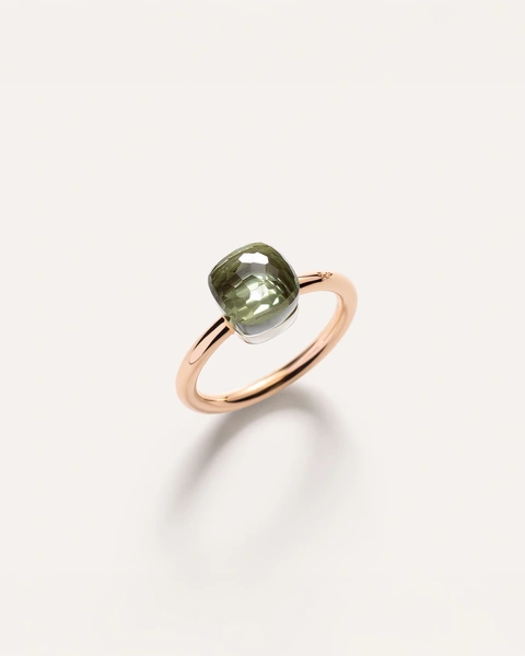 Nudo Petit Δαχτυλίδι σε Ροζ Χρυσό και Λευκόχρυσο Κ18 με Πρασιολίτη