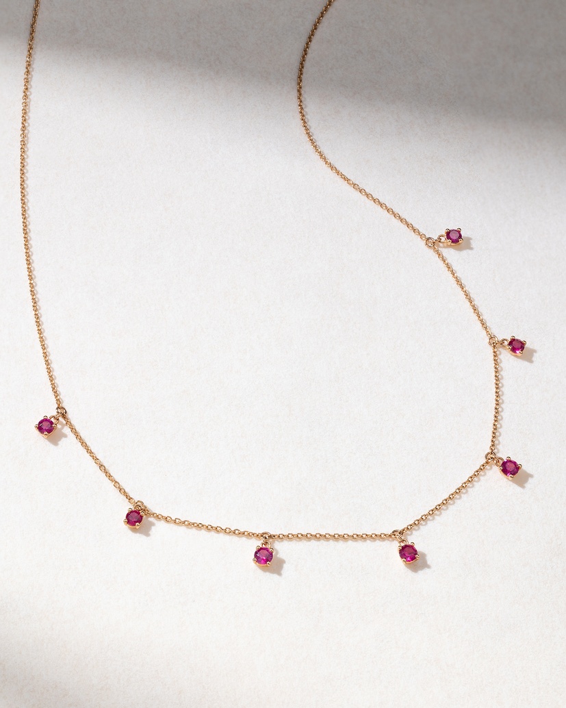 18K Rose Gold Ruby Necklace - Image 1