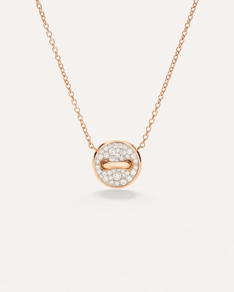 Κολιέ Pom Pom Dot Ροζ Χρυσό 18Κ με φίλντισι και διαμάντια