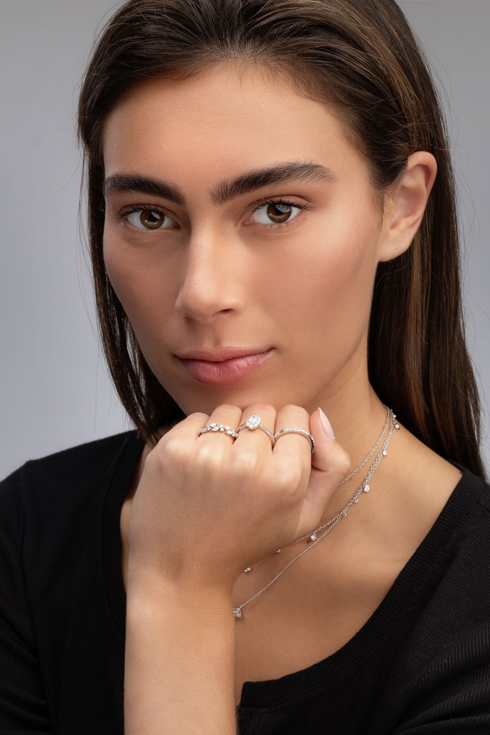 Unique Eternity Ring in 18K White Gold with Baguette and Brilliant Diamonds