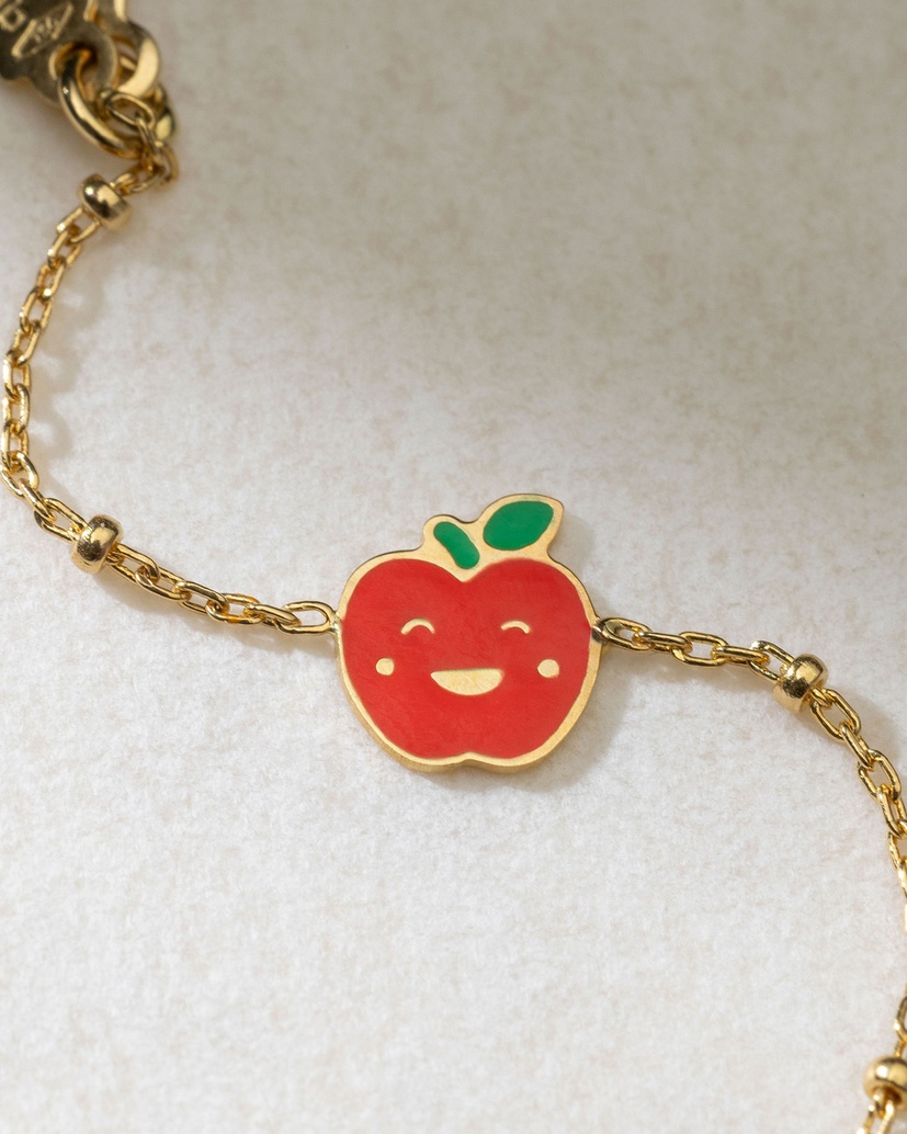 Bracelet in Yellow Gold K18 with Colorful Enamel Fruit