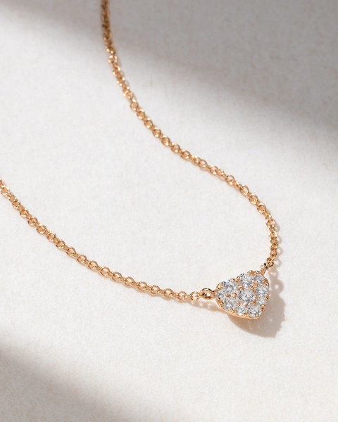 18K Rose Gold Heart Pendant with Diamonds